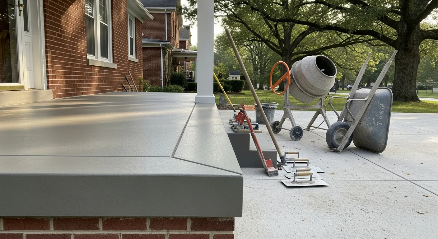 Custom concrete porch and steps installation