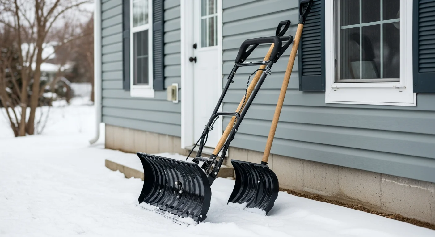 Snow removal service clearing residential driveway
